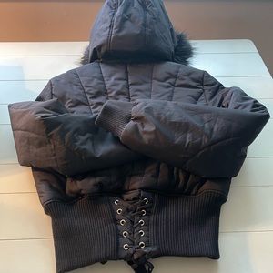 Bebe Winter Jacket with Faux Fur Hood